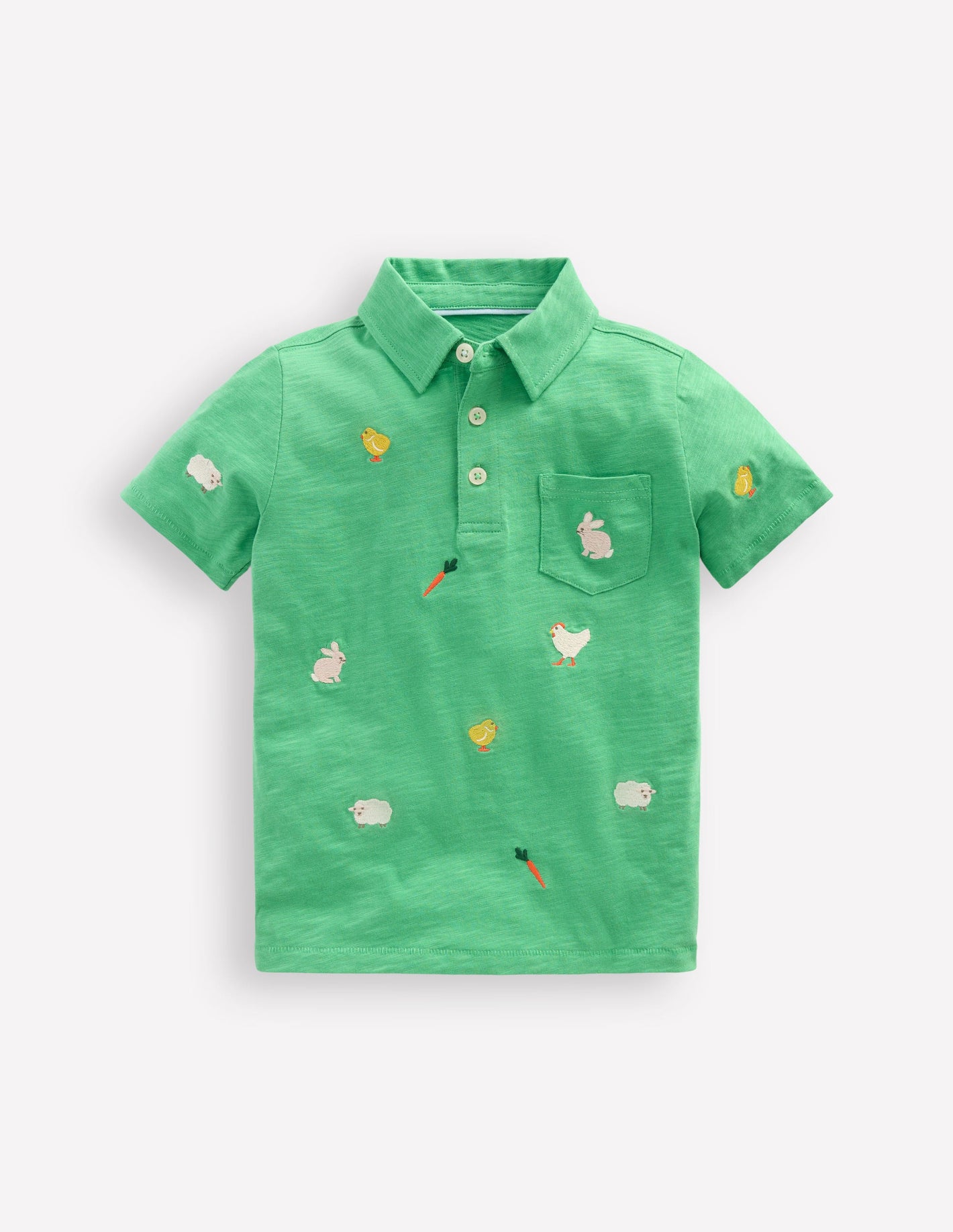 Embroidered Slub Polo Shirt-Easter Multi Embroidery