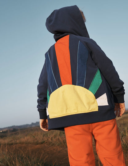 Rainbow Zip-Up Hoodie -Starboard Blue Sun Back