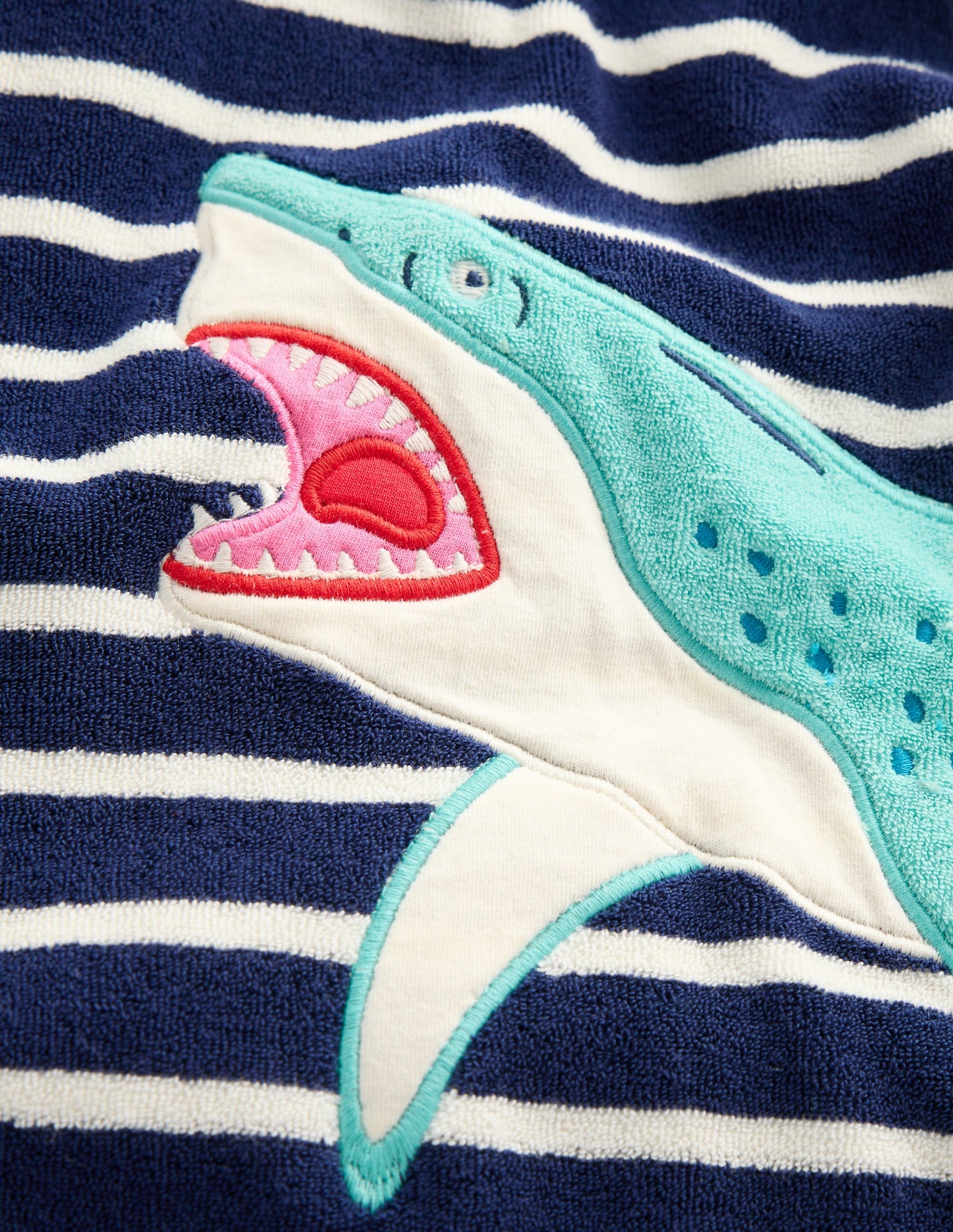 Appliqué Towelling Throw-on-College Navy Sharks