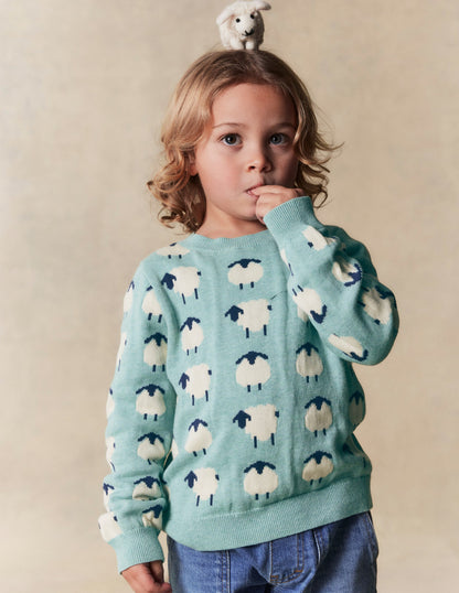 Novelty Jumper-Tourmaline Blue Sheep