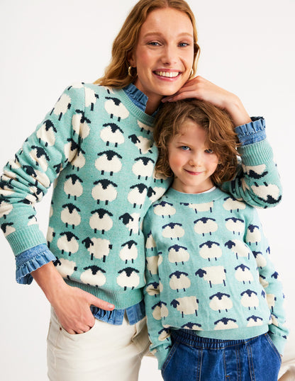 Novelty Jumper-Tourmaline Blue Sheep