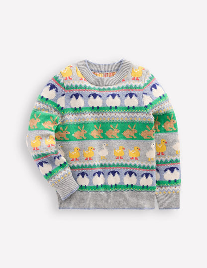 Fair Isle Jumper-Grey Marl Easter