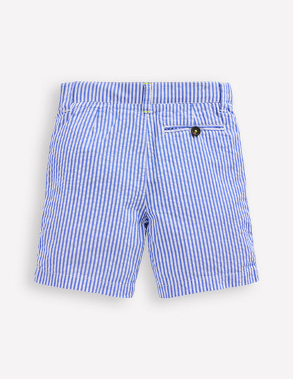 Seersucker Shorts-Blue Ticking Stripe