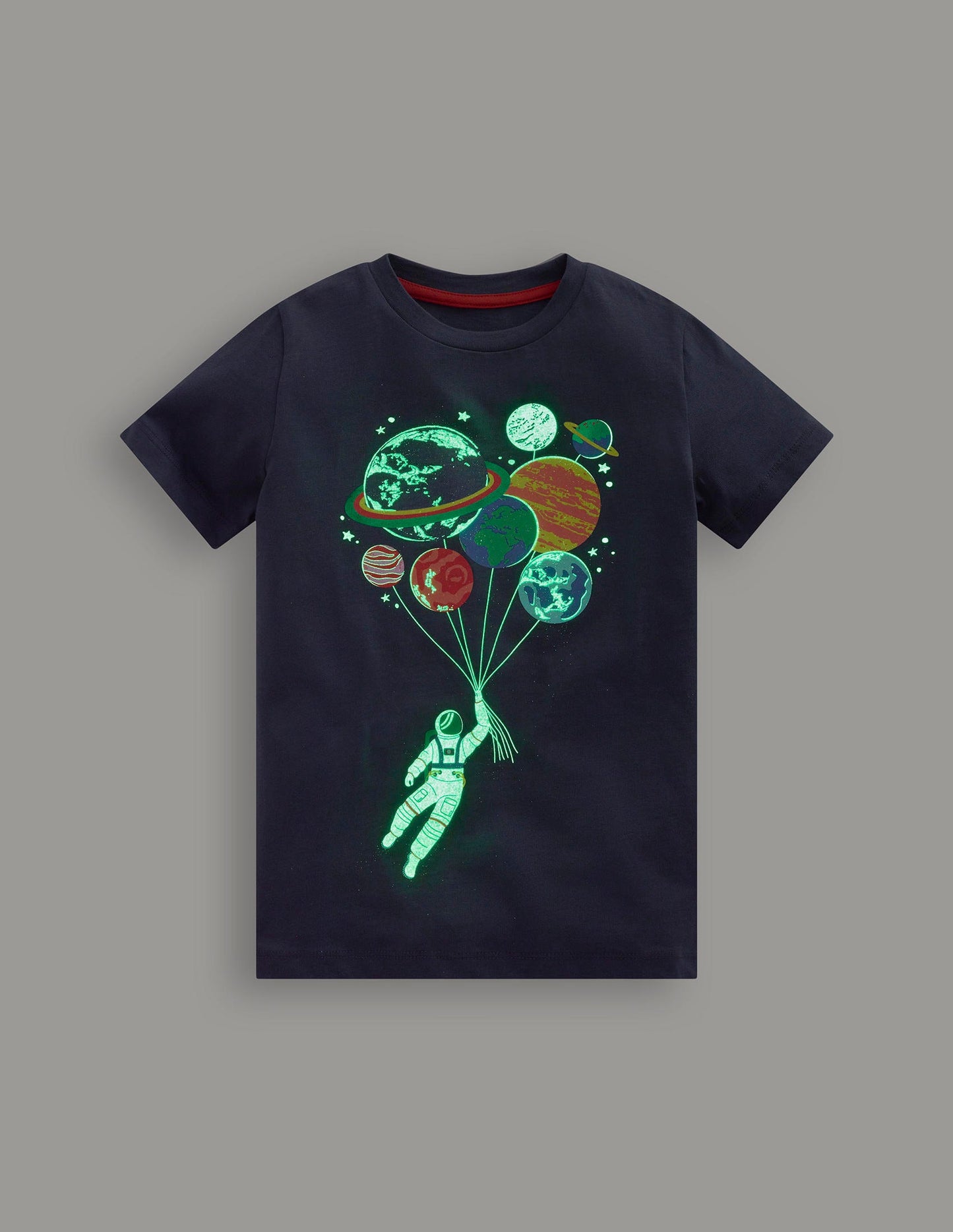 Short Sleeve GITD T-shirt-Robot Blue Spaceman Planets