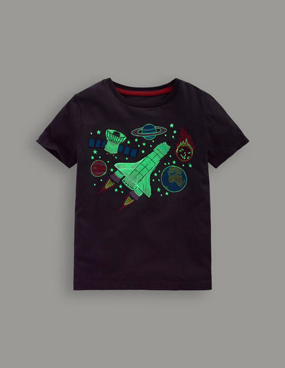 Glow Superstitch T-Shirt-Robot Blue Space