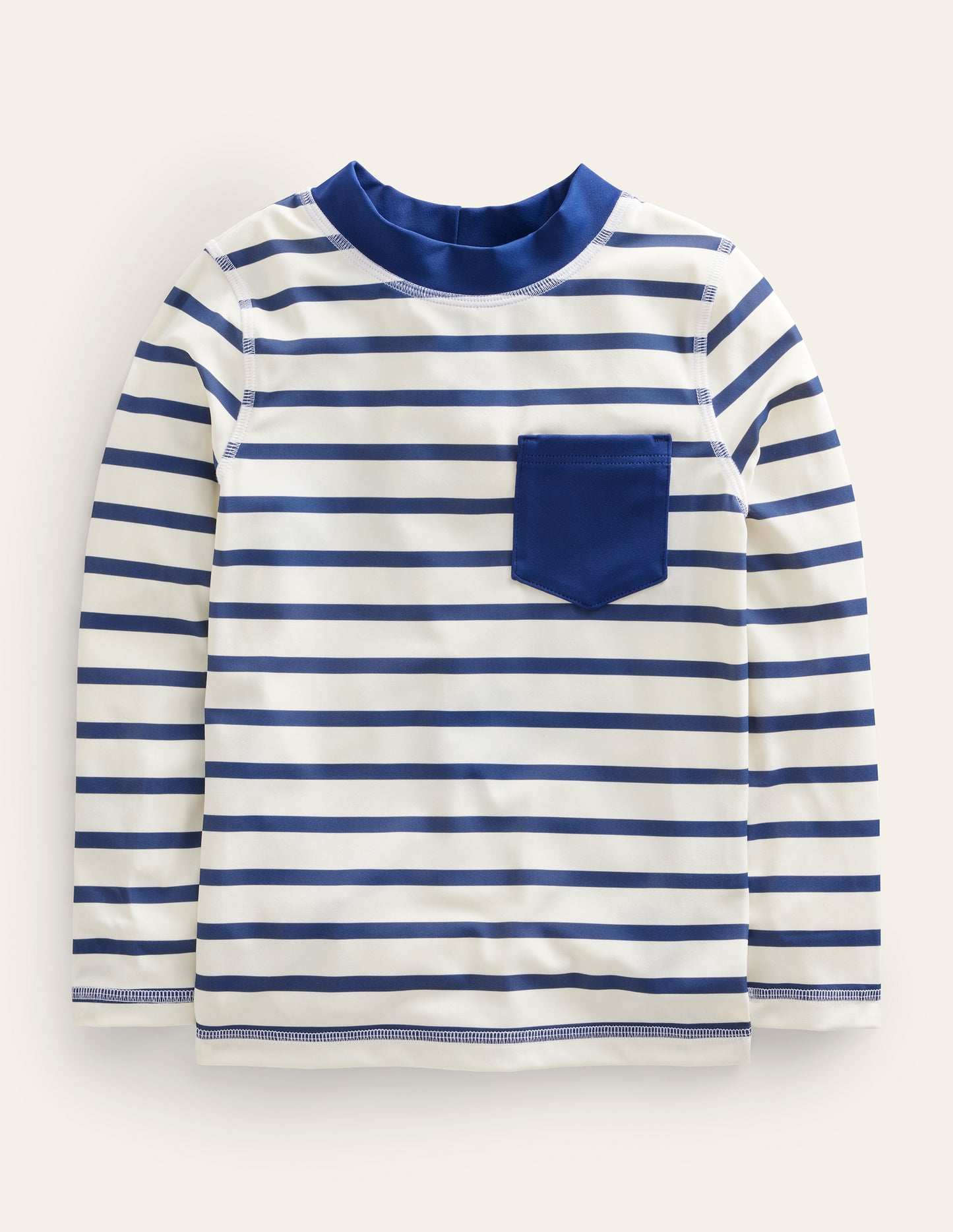 Sun Safe Breton Rash Vest-College Navy/ Ivory Stripe