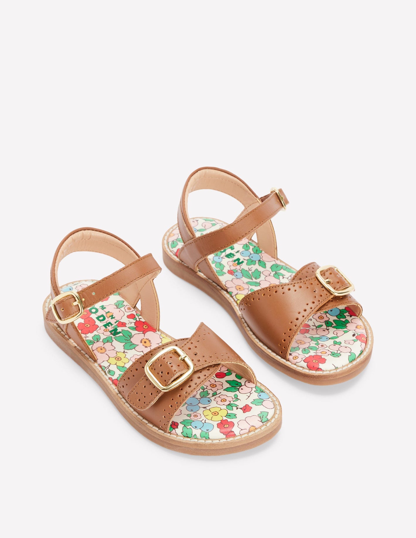 Leather Buckle Sandals-Tan