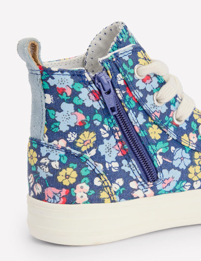 Canvas High Tops-Sapphire Blue Floral