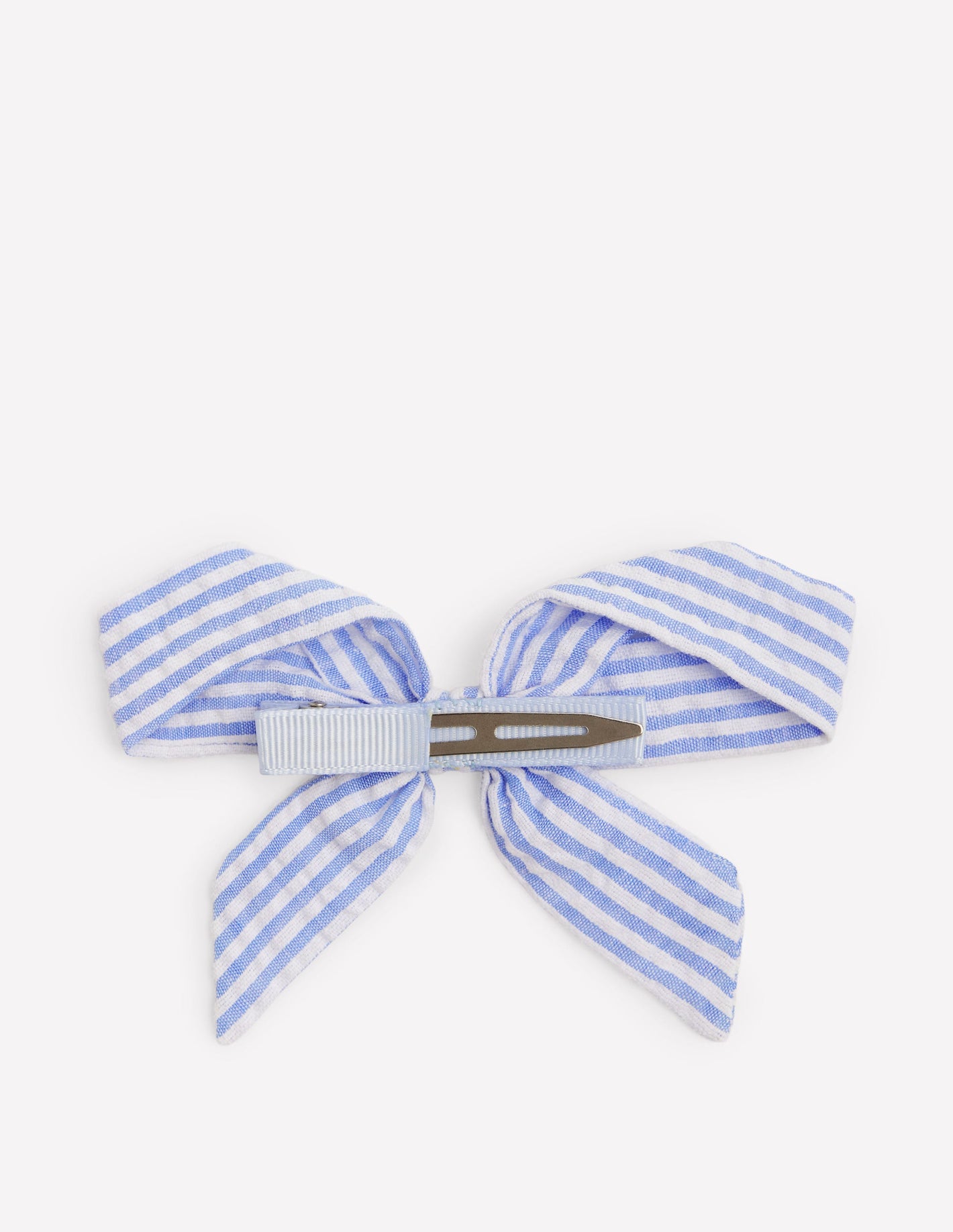 Stripe Hair Bows-Blue Ticking