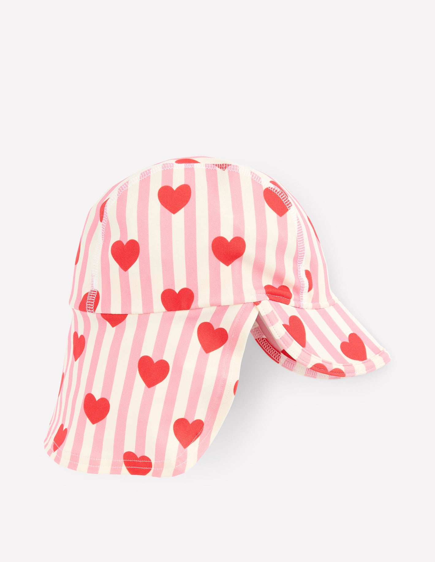 Printed Sun Safe Hat-Bubblegum Pink Heart Stripe