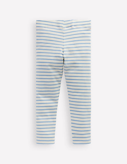 Appliqué Leggings-Vintage Blue Stripe Ice Cream