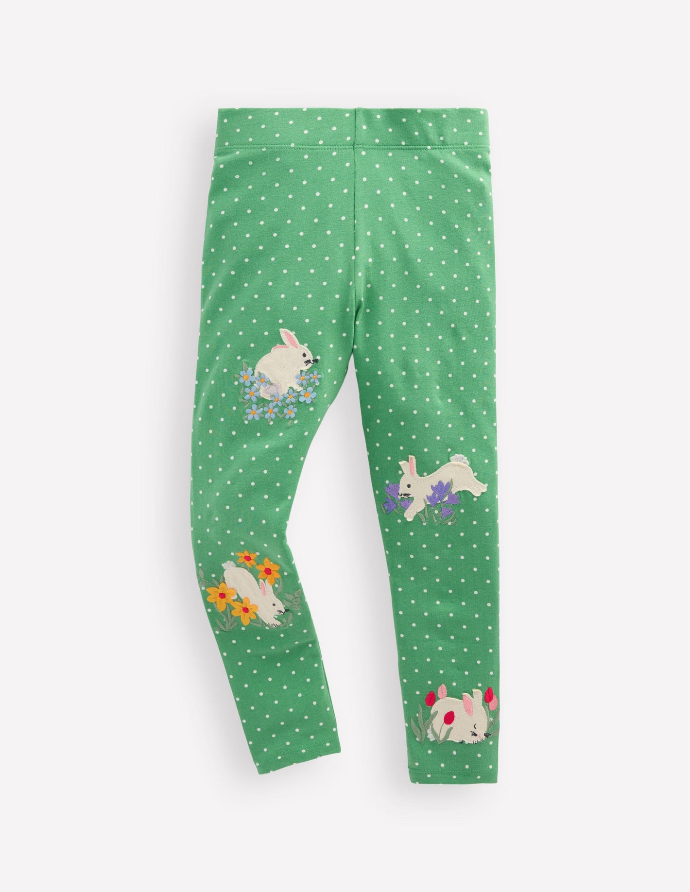 Appliqué Leggings-Aloe Green Bunnies