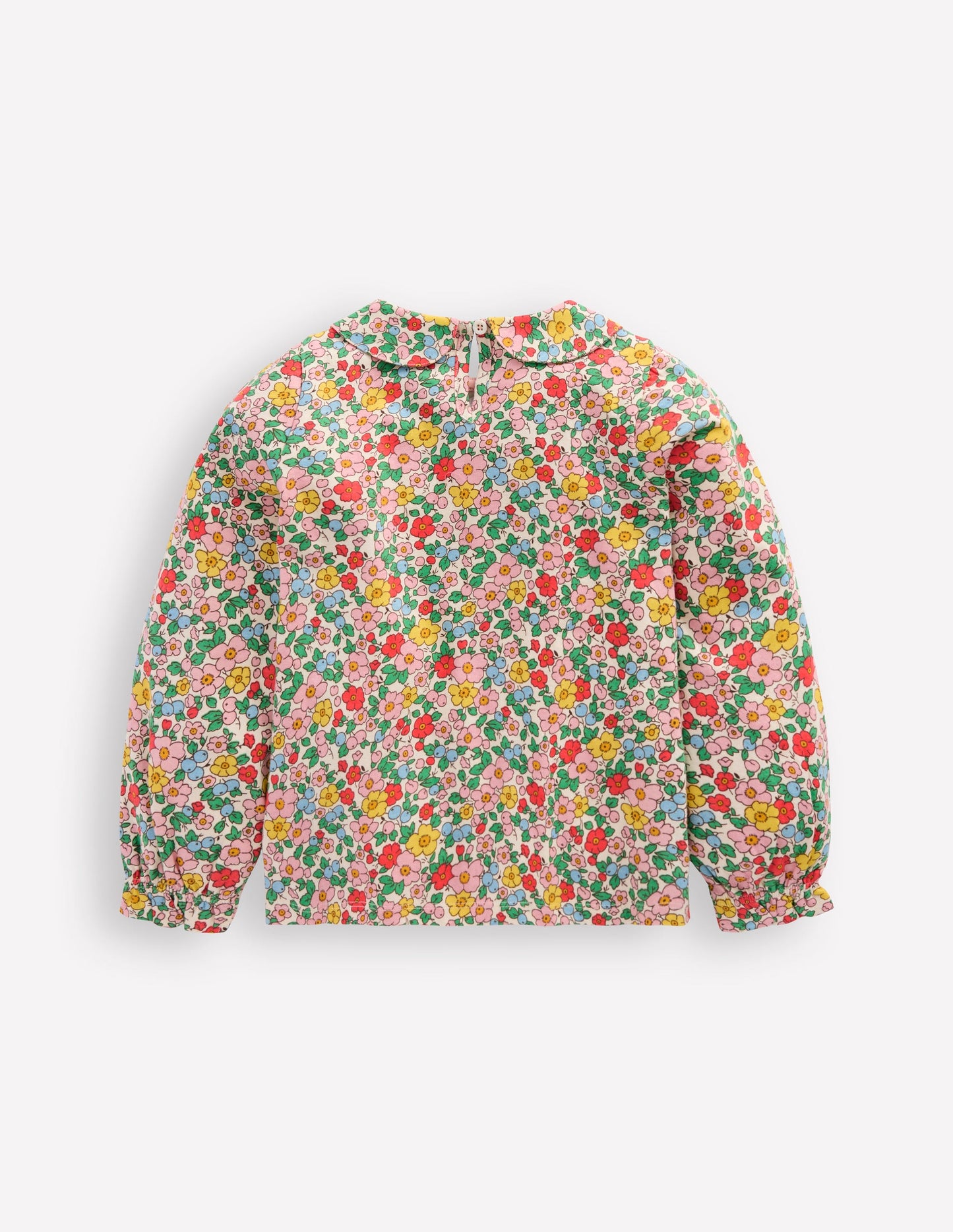 Collared Jersey Top-Vanilla Apple Blossom Floral