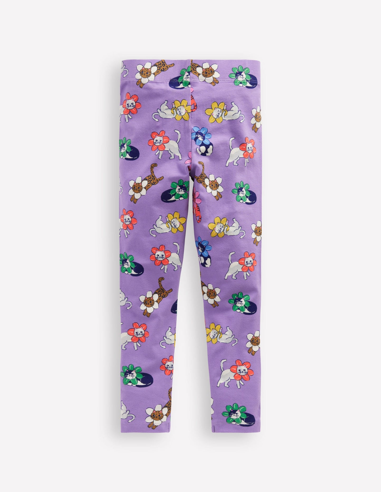 Fun Leggings-Aster Purple Small Flower Cat