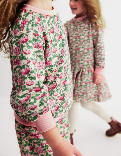 Printed Relaxed Sweatshirt-Chalk Pink Wild Rose