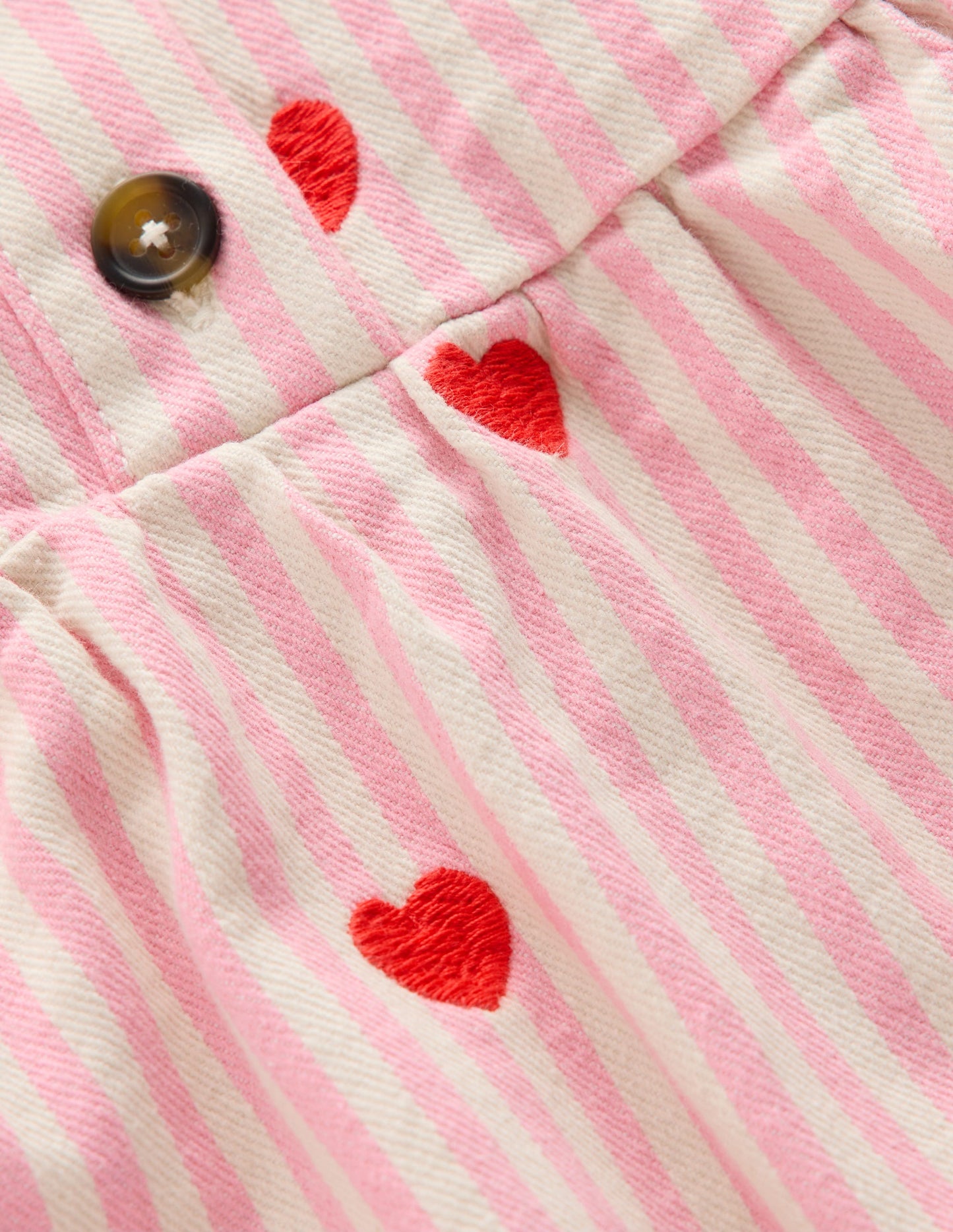 Denim Shirt Dress-Vanilla/Bubblegum Hearts