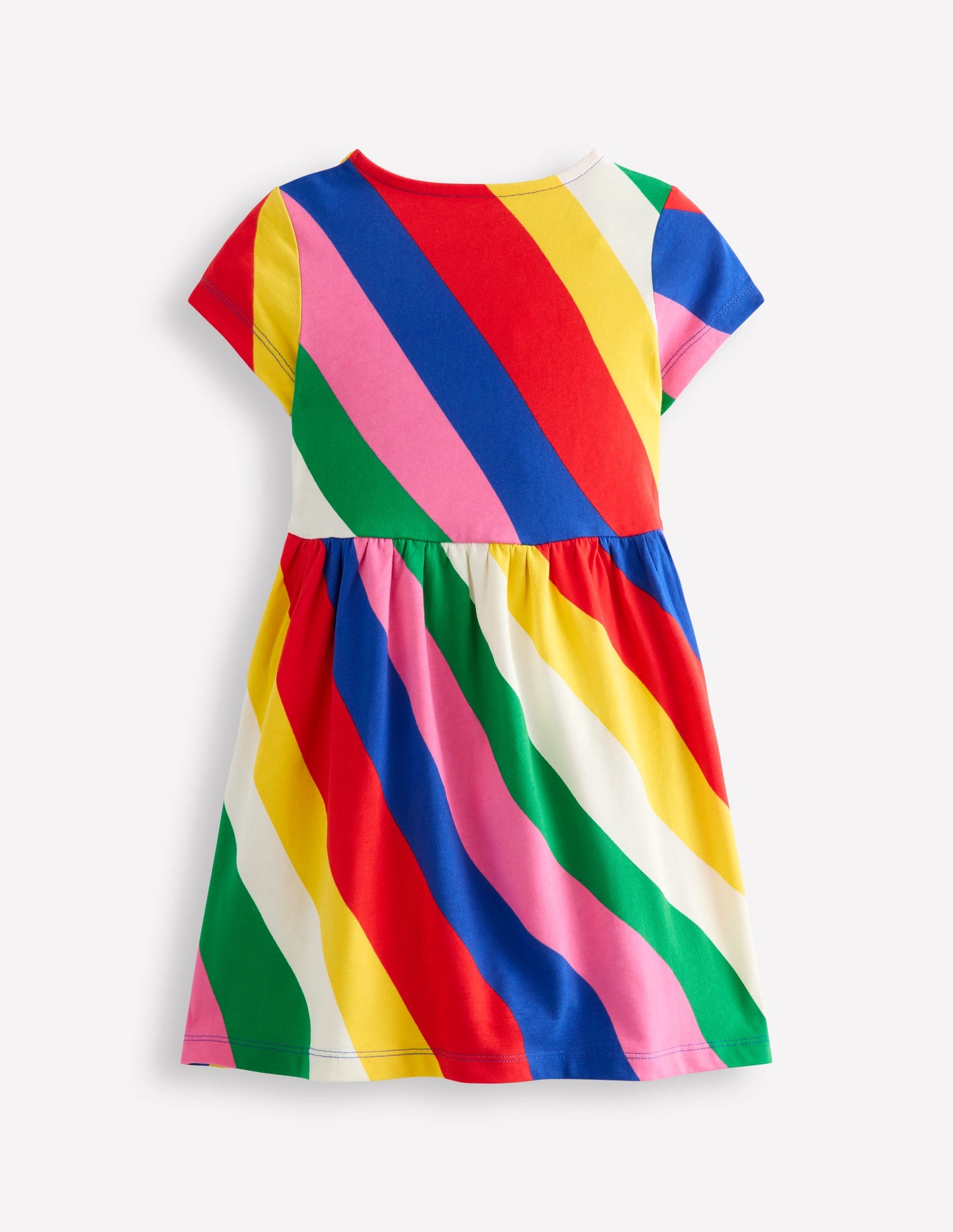 Heart Pocket Fun Jersey Dress-Rainbow Wave