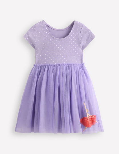 Ami Applique Tulle Dress-Misty Lavender Ballerinas