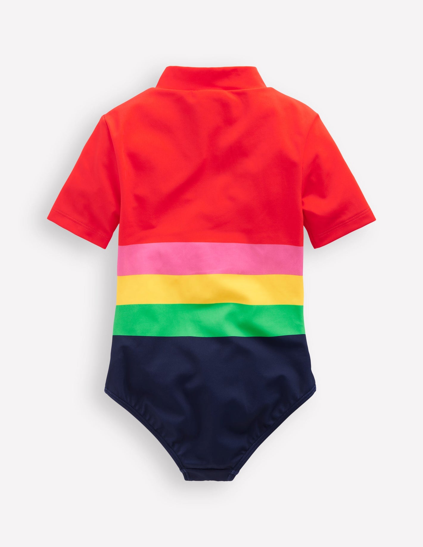 Short-sleeved Swimsuit-Red Multi Stripe