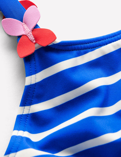 Applique Strap Swimsuit-Gallery Blue Stripe Butterfly