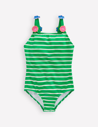 Applique Strap Swimsuit-Sapling Green Stripe Hearts