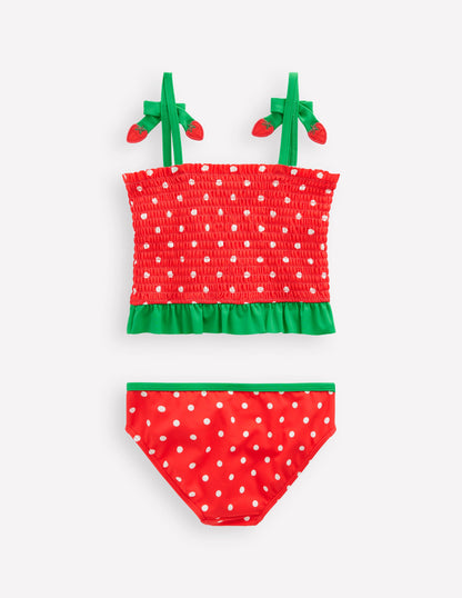 Smocked Tankini Set-Jam Red Strawberry