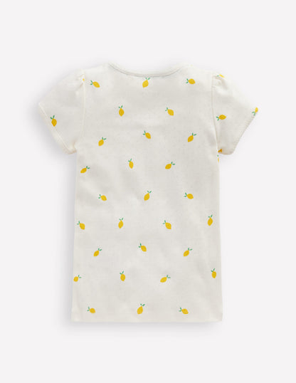 Short Sleeve Pointelle Top-Ivory Lemons