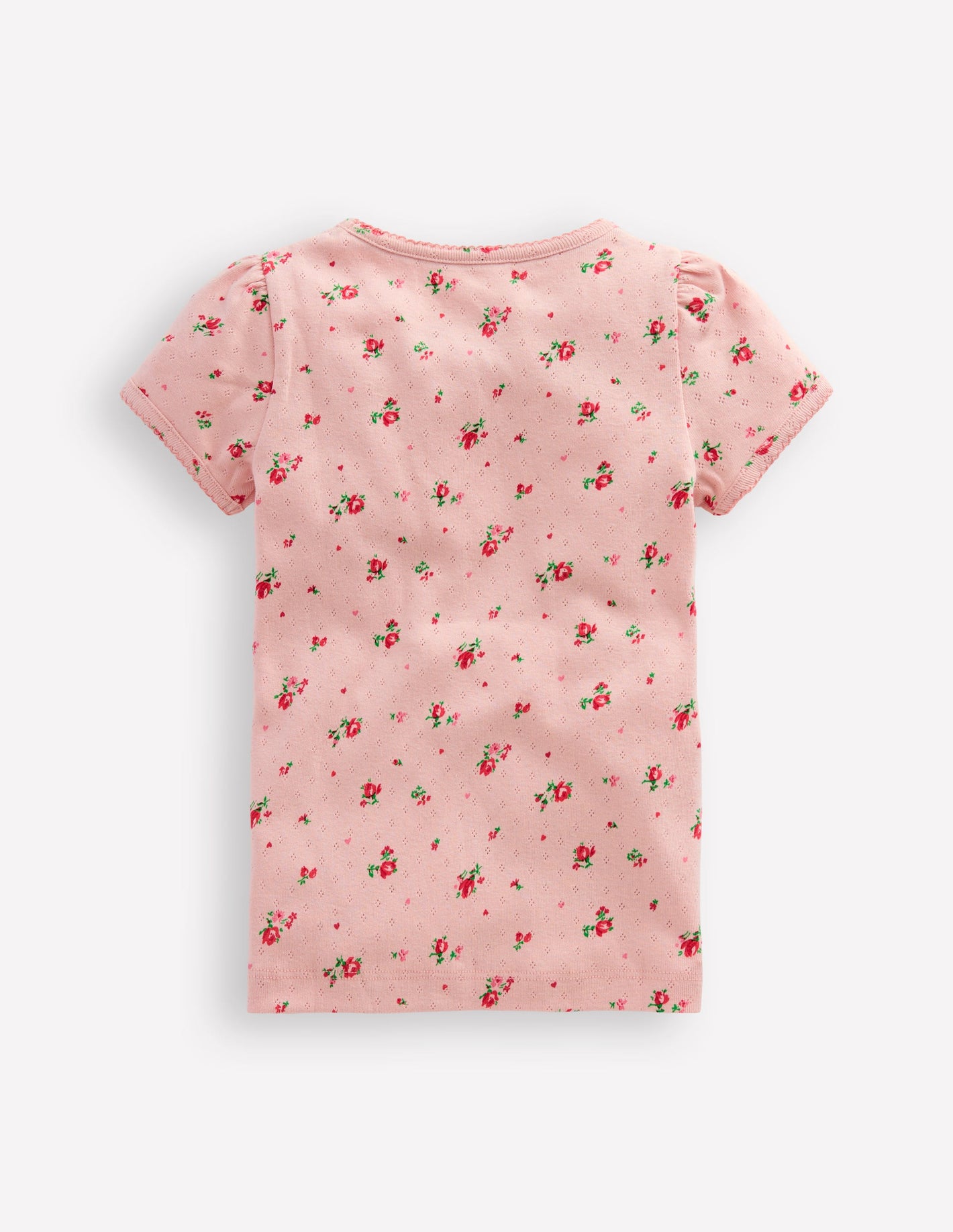 Short Sleeve Pointelle Top-Chalk Pink Rosebud