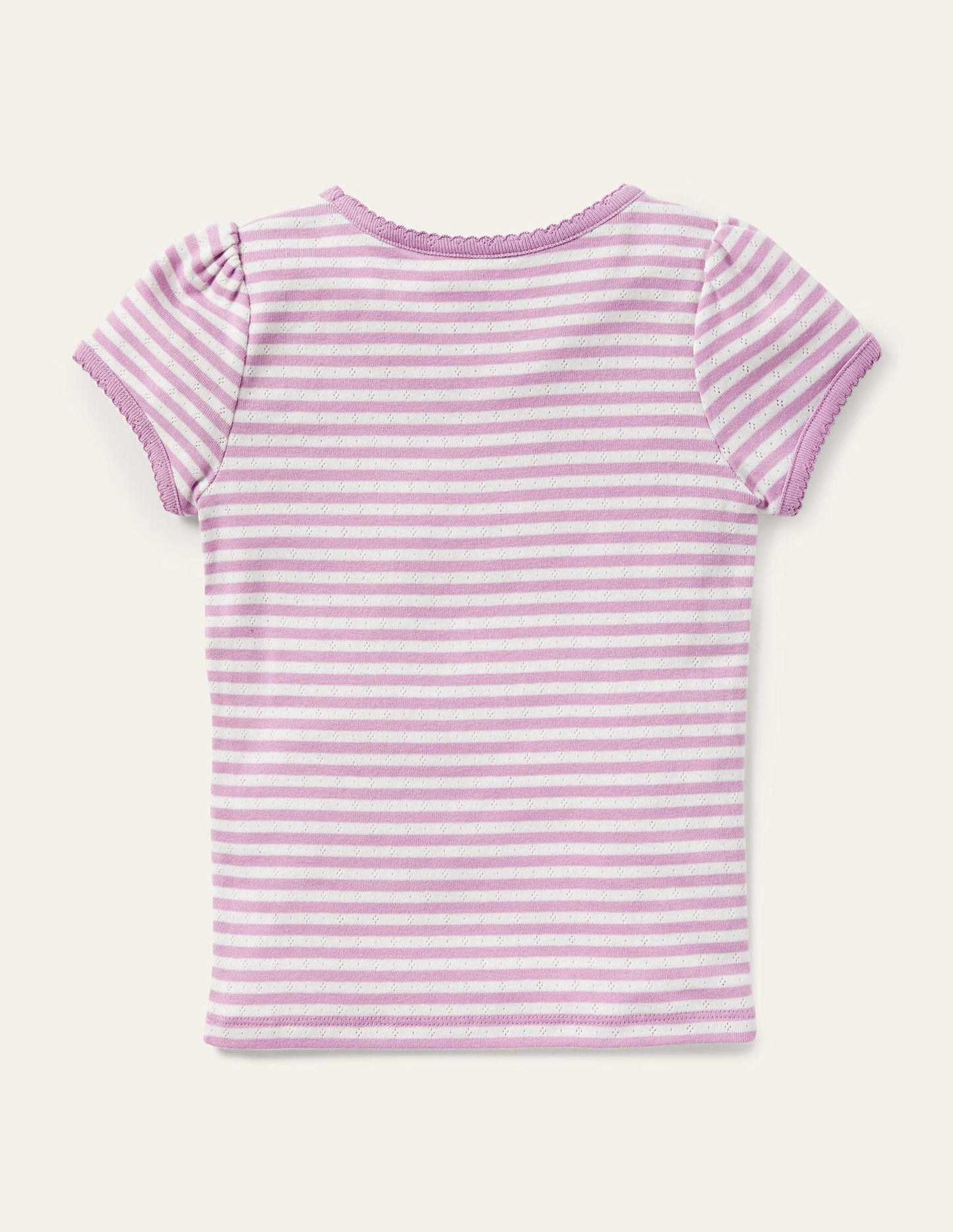 Short Sleeve Pointelle Top-Lilac Purple/Soft Ivory