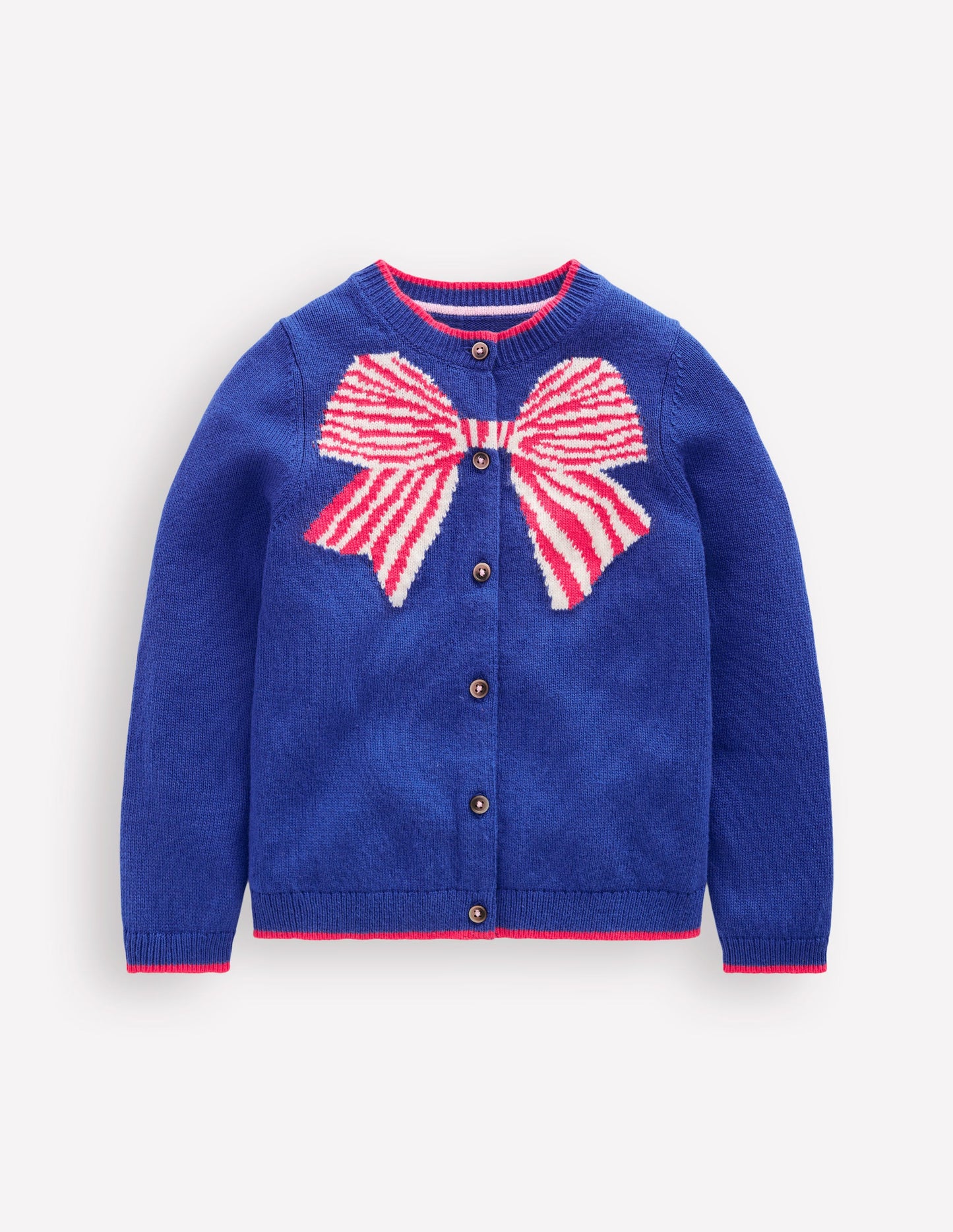 Evelyn Fun Logo Cardigan-Heron Blue Bow