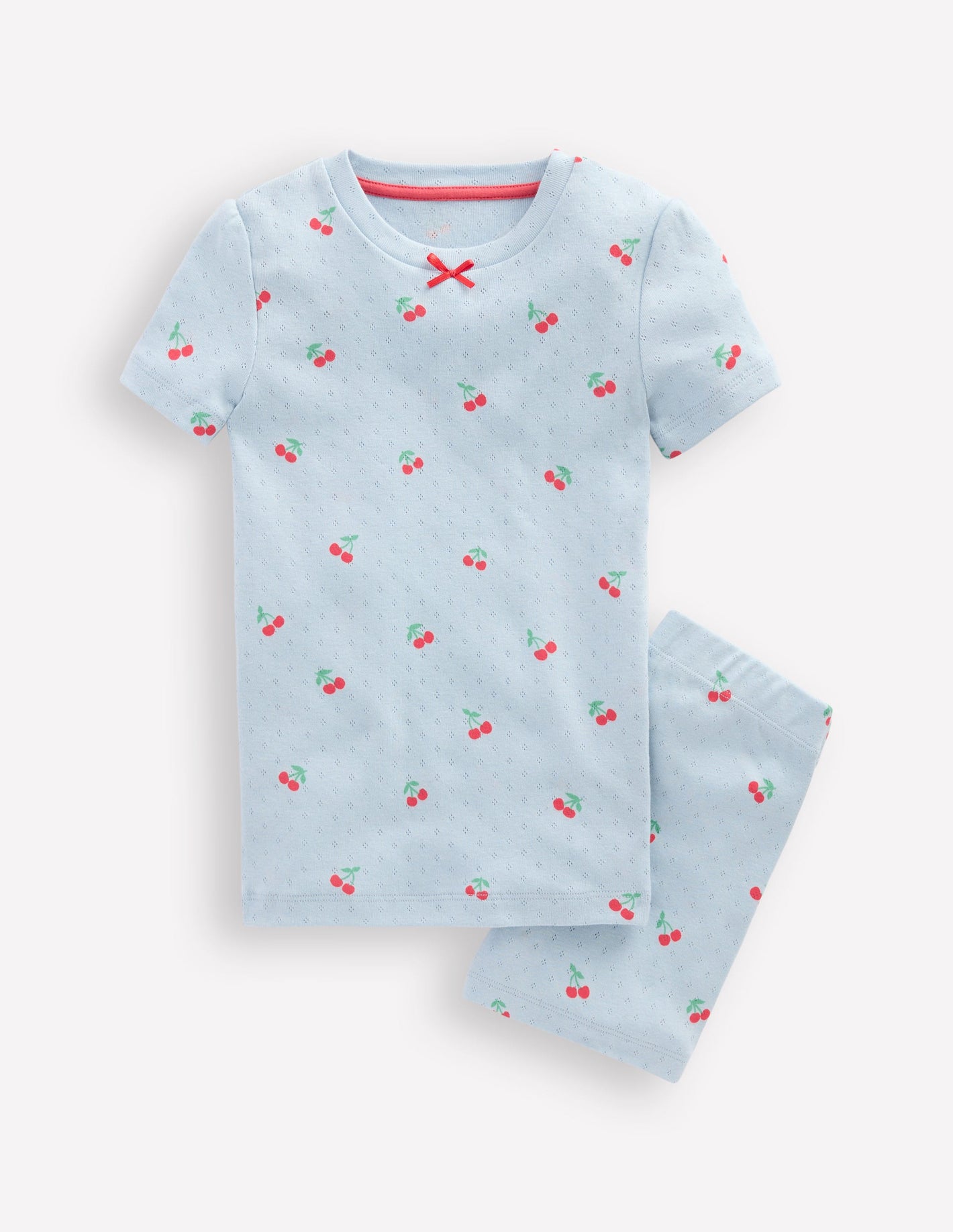 Snug Pointelle Pyjamas-Misty Blue Cherries