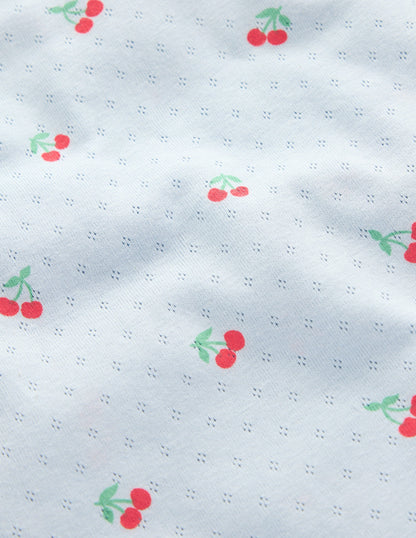 Snug Pointelle Pyjamas-Misty Blue Cherries