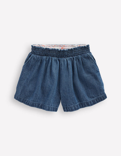 Pull-On Shorts-Mid Vintage Blue