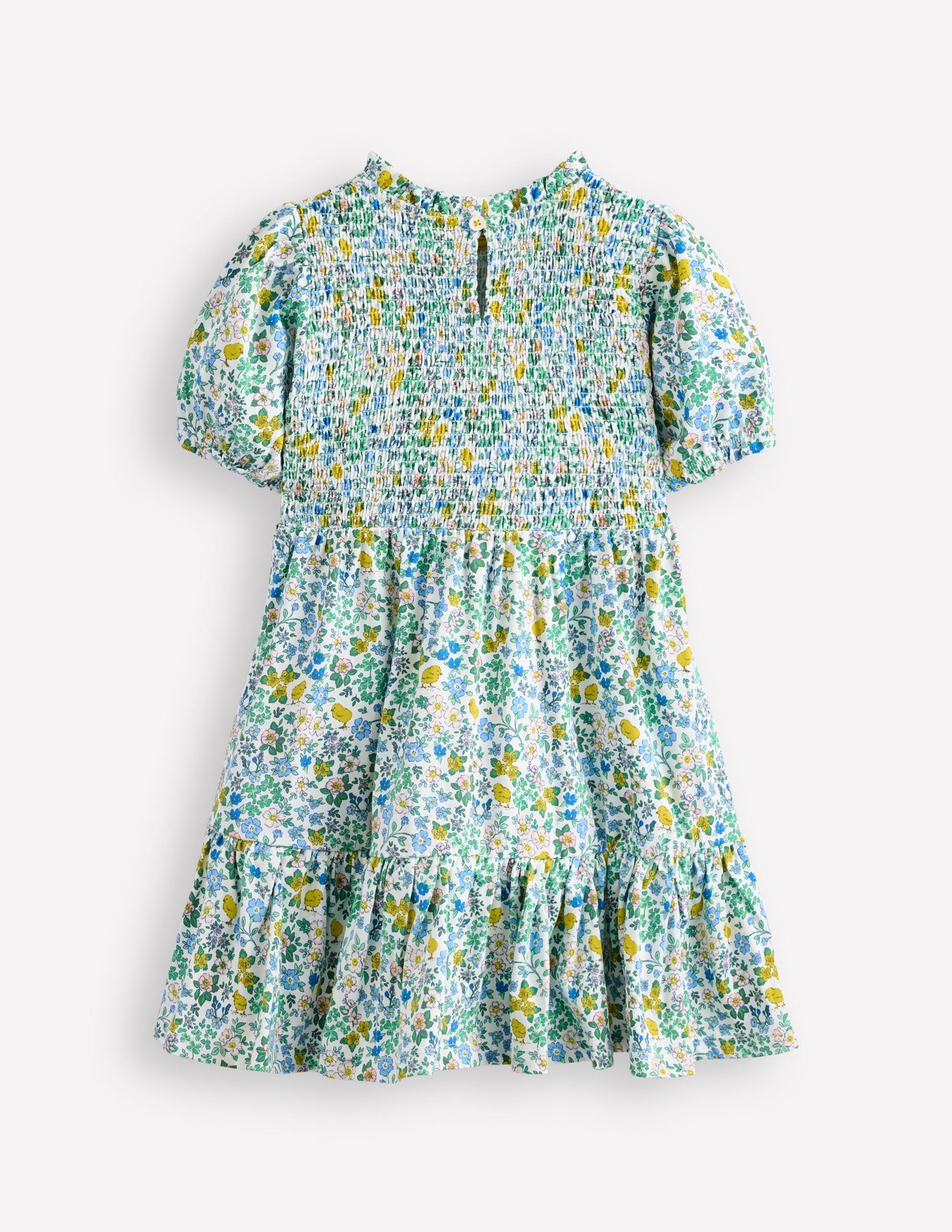 Aurora Shirred Twirly Dress-Vanilla White Chick Floral