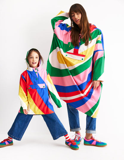 Pop Over Rain Jacket-Multi Rainbow Swirl