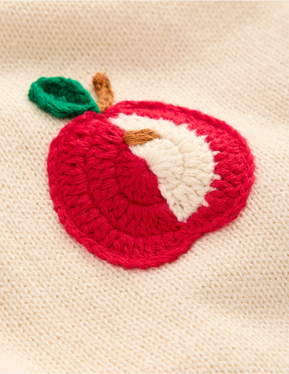 Karina Fun Crochet Jumper-Ivory Apples