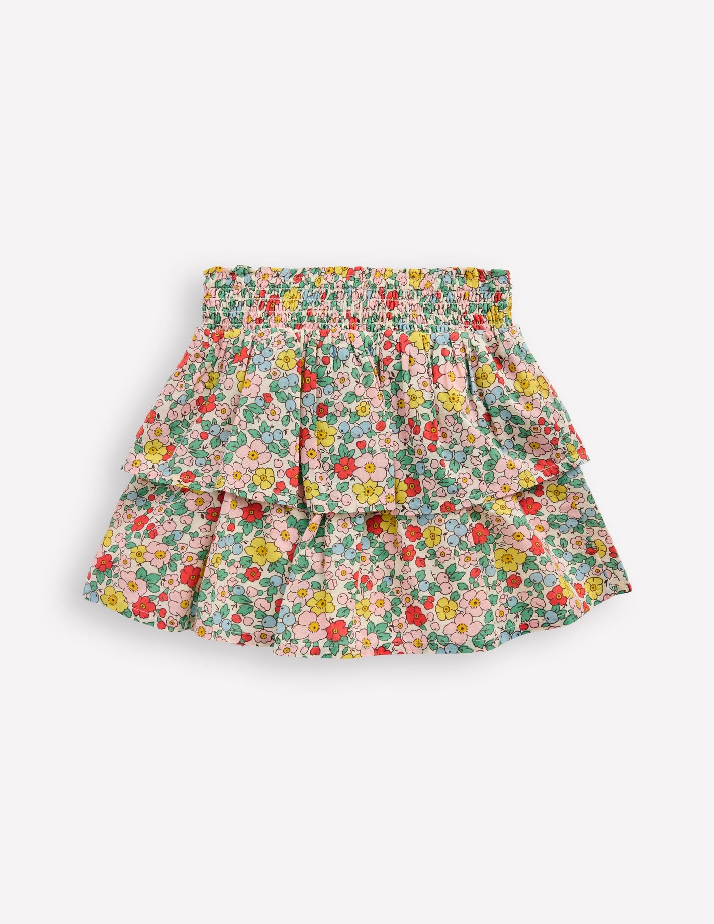 Tiered Woven Skirt-Ivory Apple Blossom