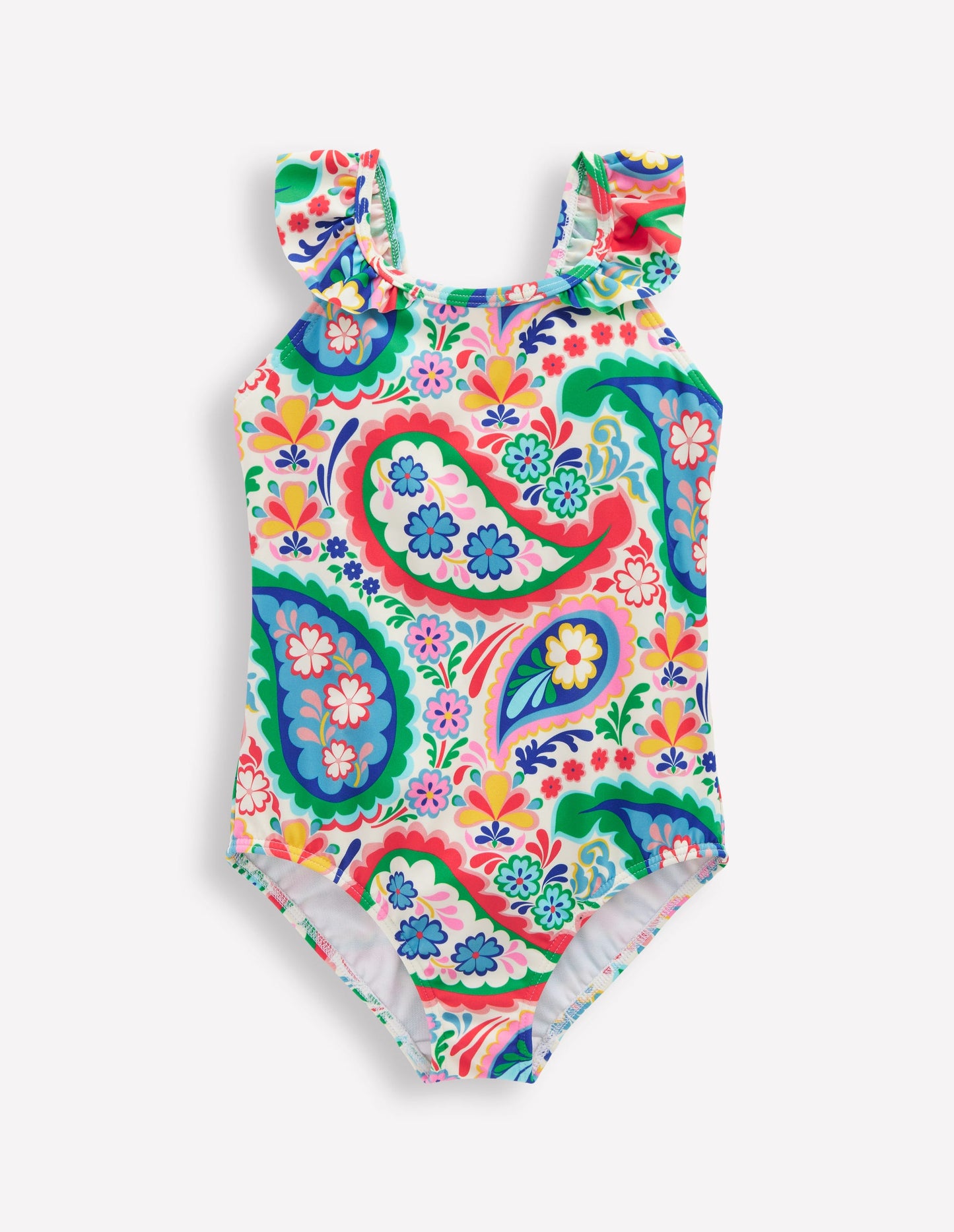 Hallie Frill Strap Swimsuit-Ivory Paisley