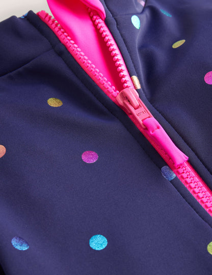 Long-Sleeved Swimsuit-Navy Rainbow Confetti Spot