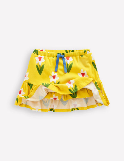 Tiered Jersey Skort-Tropical Yellow Daffodil