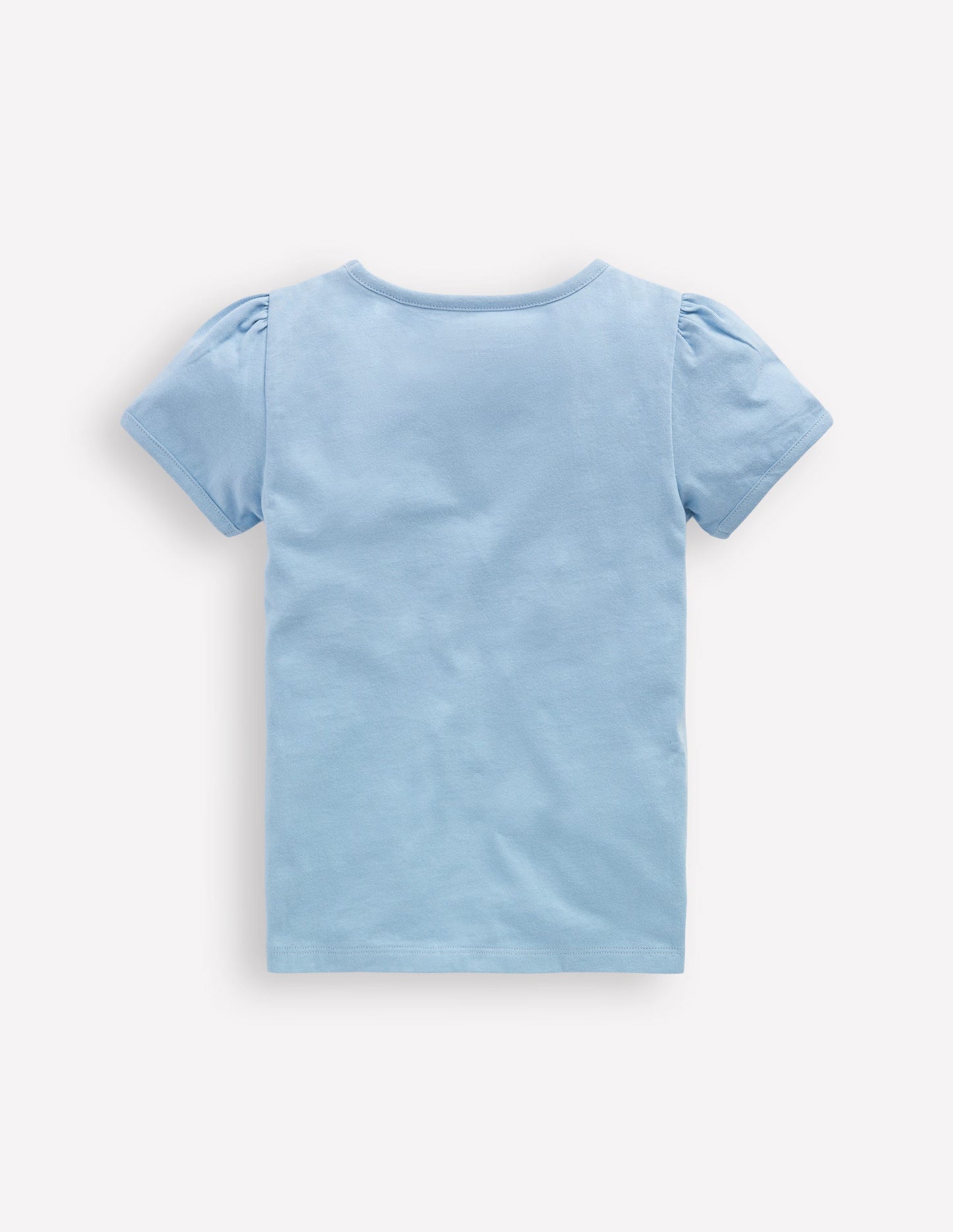 Puff Sleeve Applique T-Shirt-Glacier Blue Unicorns