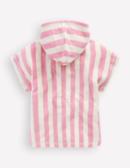 Towelling Throw On-Bubblegum Pink Heart Stripe