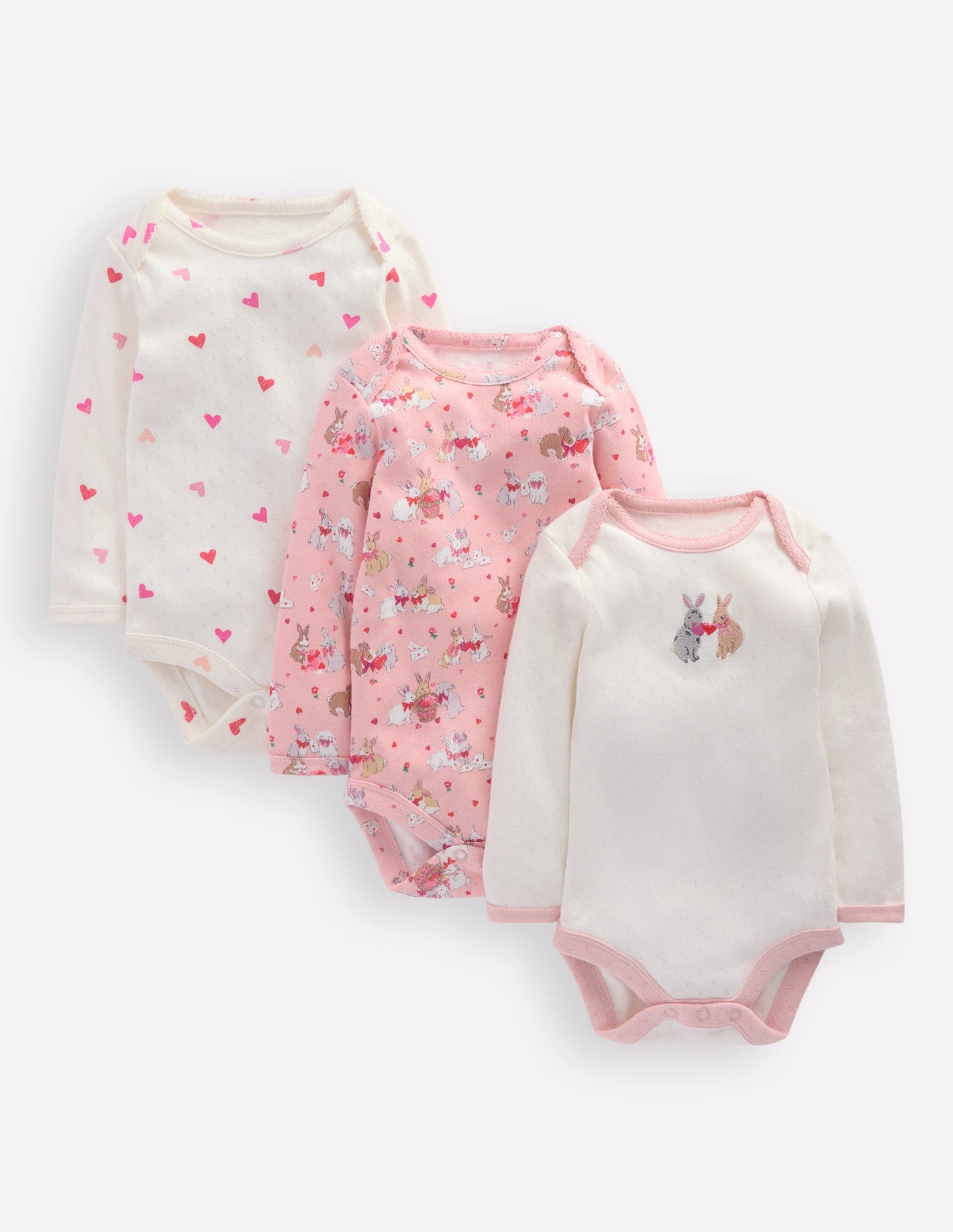 3 Pack Pointelle Bodies-Pink Love Bunnies