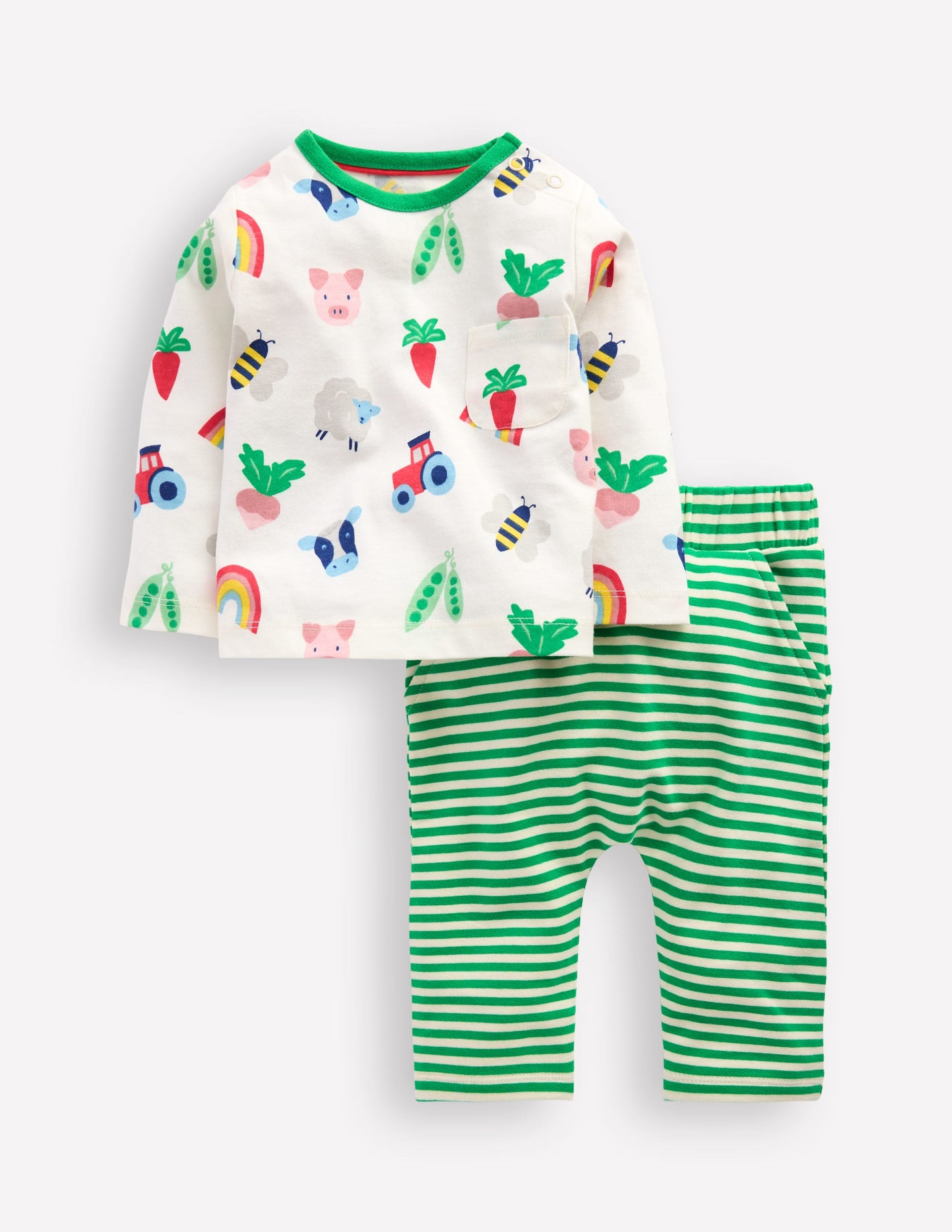 Boys Printed Set-Soft Ivory Farm