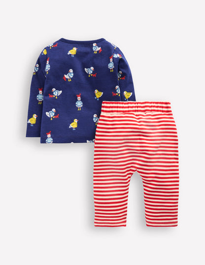 Boys Printed Set-Starboard Blue Seaguls