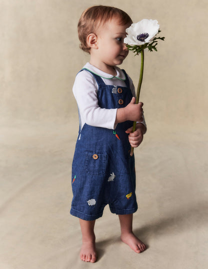 Embroidered Dungaree Set-Denim Easter Embroidery