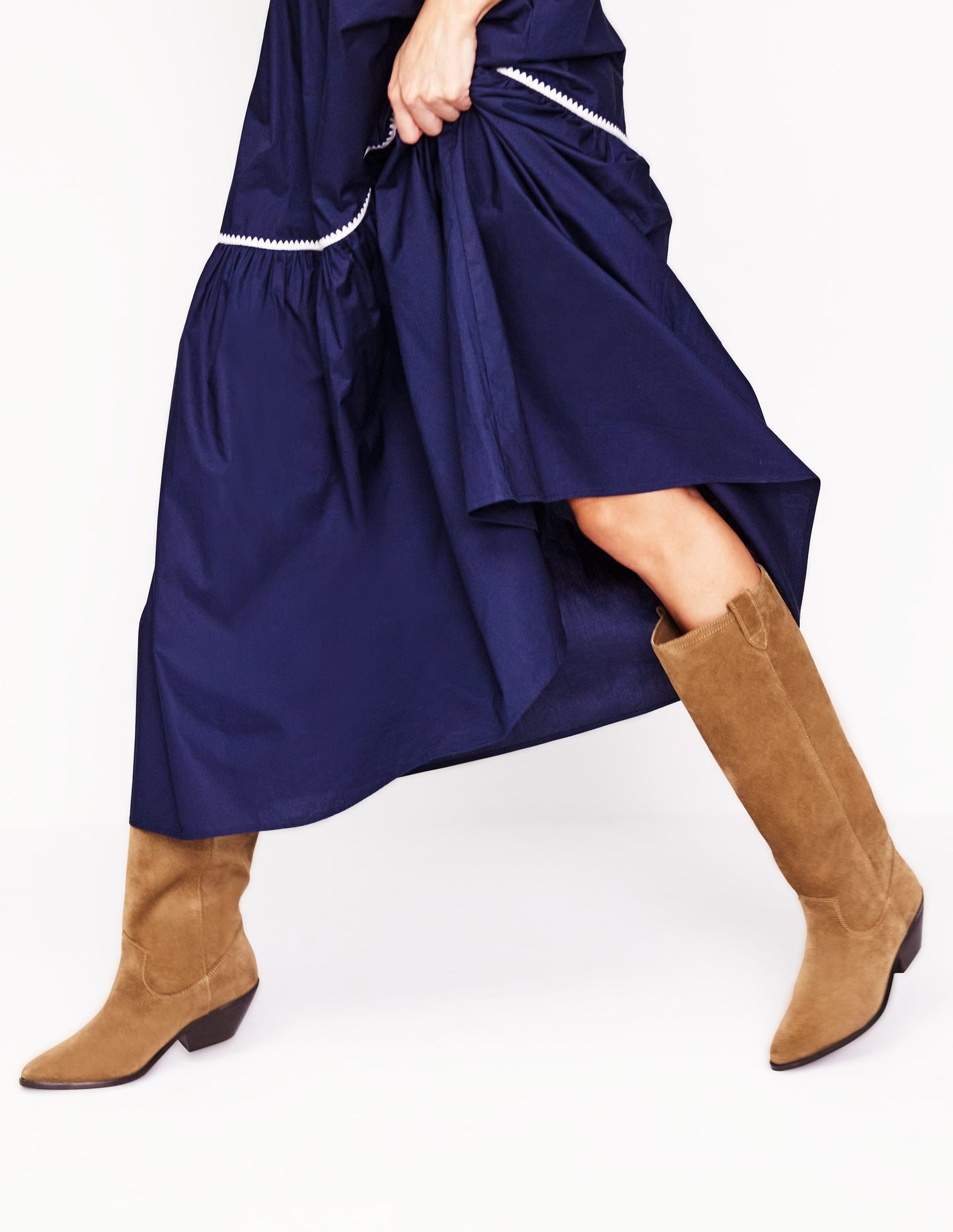 Western Knee High Boots-Rusty Tan Suede