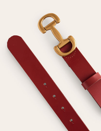 Iris Snaffle-Trim Leather Belt-RED