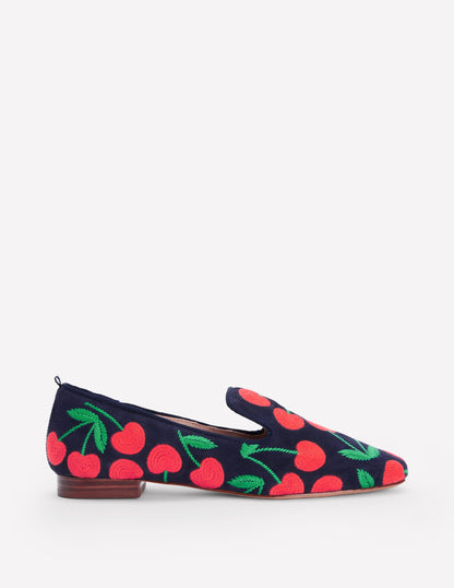 Slipper Cut Loafer-Navy Cherries