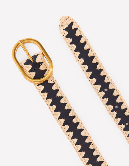 Whipstitch Classic Belt-Navy/Ivory